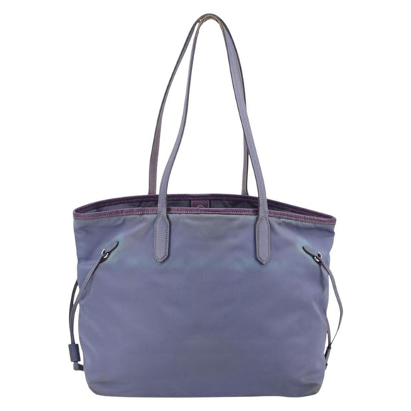 PRADA Tote Bag Nylon Purple Silver Auth 183451