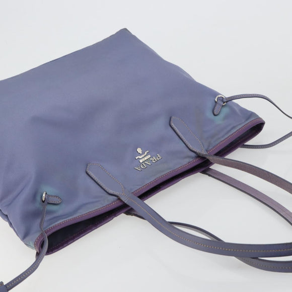 PRADA Tote Bag Nylon Purple Silver Auth 183451