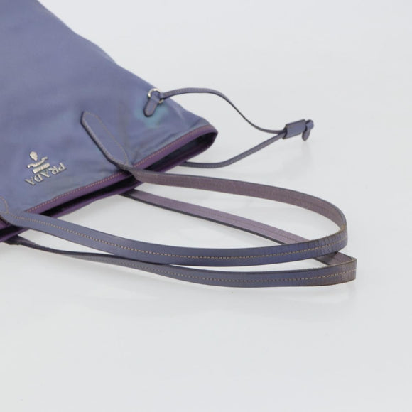 PRADA Tote Bag Nylon Purple Silver Auth 183451