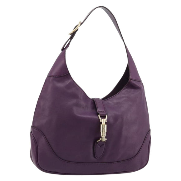GUCCI Jackie Shoulder Bag Leather Purple Gold 277520 Auth 183452V