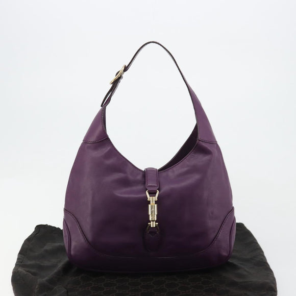 GUCCI Jackie Shoulder Bag Leather Purple Gold 277520 Auth 183452V