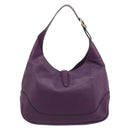 GUCCI Jackie Shoulder Bag Leather Purple Gold 277520 Auth 183452V-3