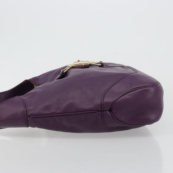 GUCCI Jackie Shoulder Bag Leather Purple Gold 277520 Auth 183452V