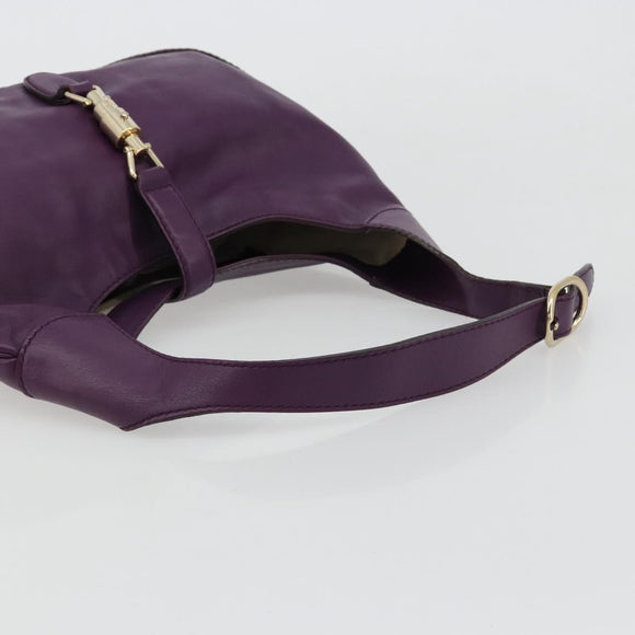 GUCCI Jackie Shoulder Bag Leather Purple Gold 277520 Auth 183452V