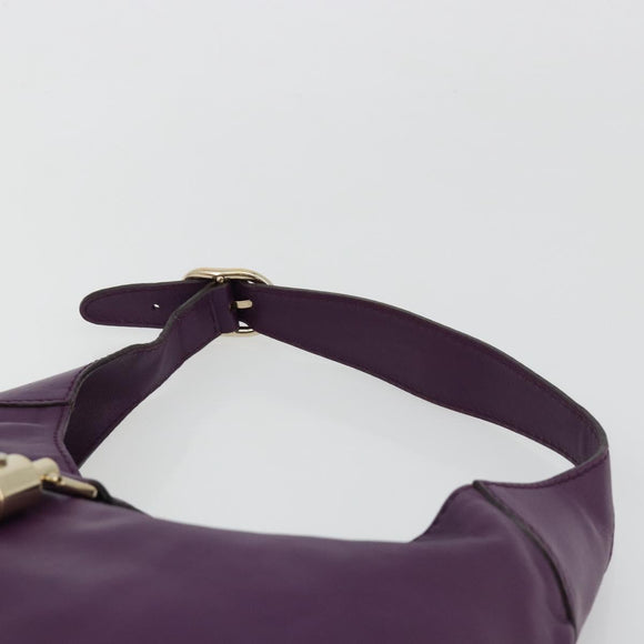 GUCCI Jackie Shoulder Bag Leather Purple Gold 277520 Auth 183452V