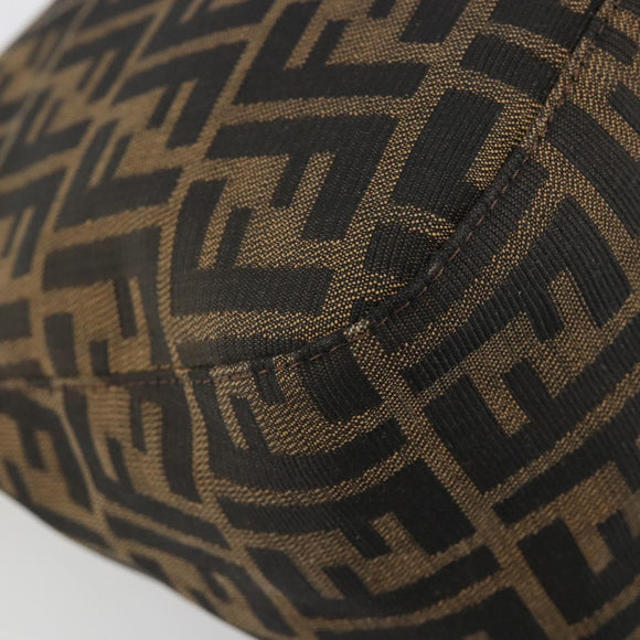 FENDI Zucca Canvas Mamma Baguette Shoulder Bag Black Brown Silver Auth 183462V
