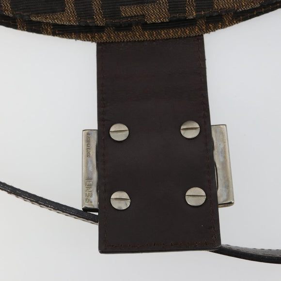 FENDI Zucca Canvas Mamma Baguette Shoulder Bag Black Brown Silver Auth 183462V