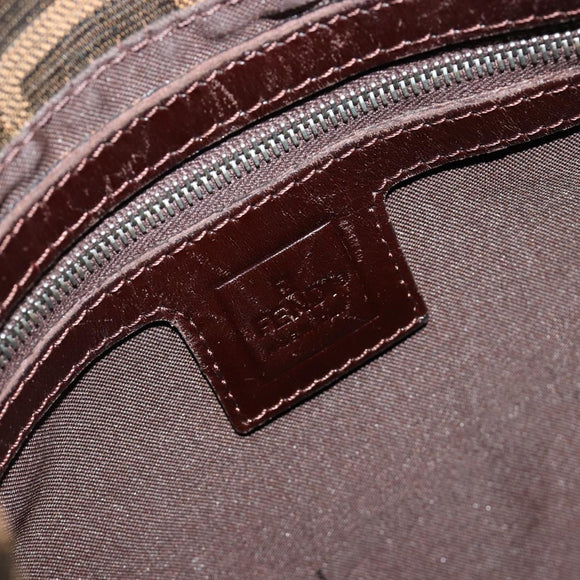 FENDI Zucca Canvas Mamma Baguette Shoulder Bag Black Brown Silver Auth 183462V