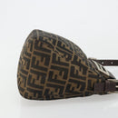 FENDI Zucca Canvas Mamma Baguette Shoulder Bag Black Brown Silver Auth 183462V-3