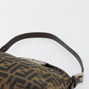 FENDI Zucca Canvas Mamma Baguette Shoulder Bag Black Brown Silver Auth 183462V-8