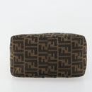 FENDI Zucca Canvas Mamma Baguette Shoulder Bag Black Brown Silver Auth 183462V-5