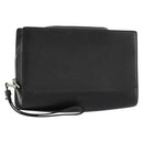 CARTIER Clutch Bag Leather Black Silver Auth 183463A-1