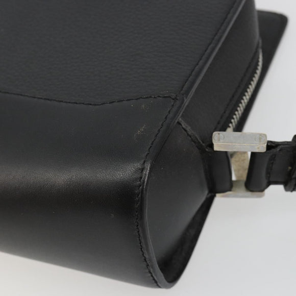 CARTIER Clutch Bag Leather Black Silver Auth 183463A