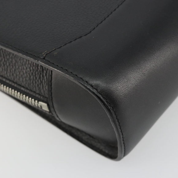 CARTIER Clutch Bag Leather Black Silver Auth 183463A