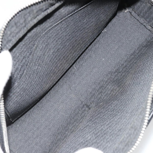 CARTIER Clutch Bag Leather Black Silver Auth 183463A