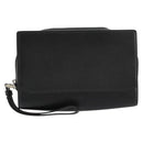 CARTIER Clutch Bag Leather Black Silver Auth 183463A-13