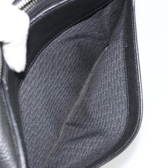 CARTIER Clutch Bag Leather Black Silver Auth 183463A
