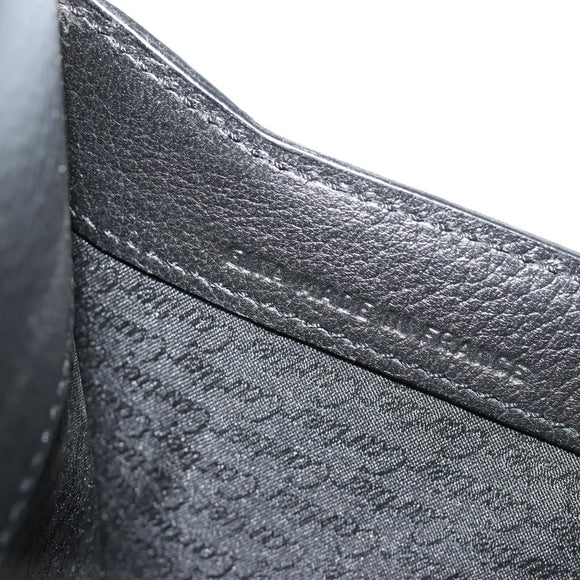 CARTIER Clutch Bag Leather Black Silver Auth 183463A