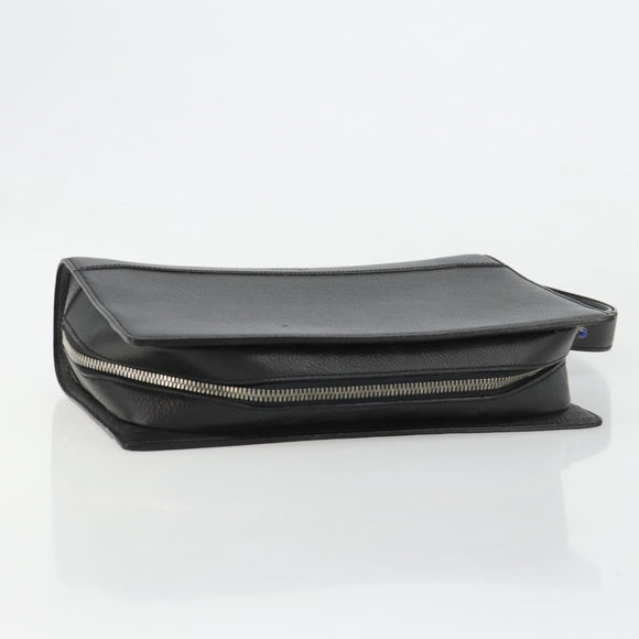 CARTIER Clutch Bag Leather Black Silver Auth 183463A
