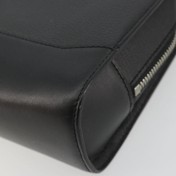 CARTIER Clutch Bag Leather Black Silver Auth 183463A