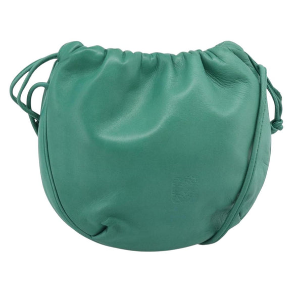 LOEWE Anagram Purse Shoulder Bag Leather Green Auth 183470