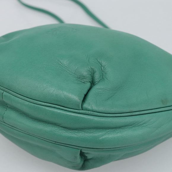 LOEWE Anagram Purse Shoulder Bag Leather Green Auth 183470