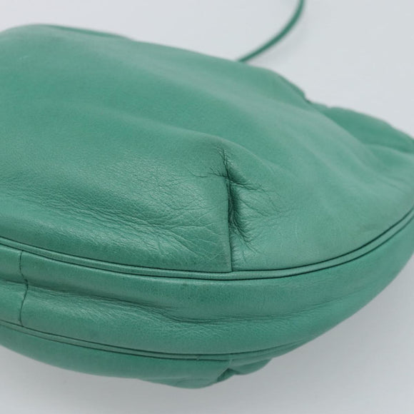 LOEWE Anagram Purse Shoulder Bag Leather Green Auth 183470