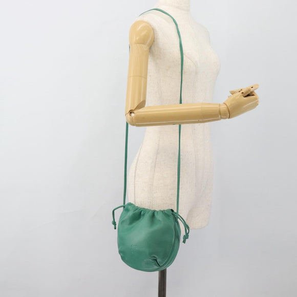 LOEWE Anagram Purse Shoulder Bag Leather Green Auth 183470