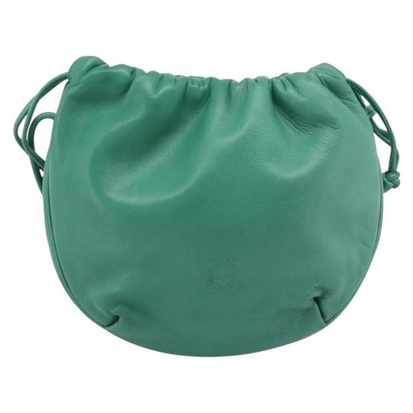 LOEWE Anagram Purse Shoulder Bag Leather Green Auth 183470