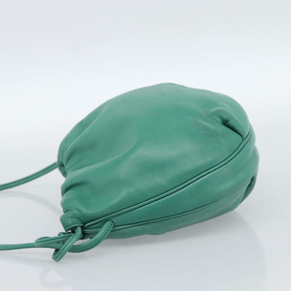 LOEWE Anagram Purse Shoulder Bag Leather Green Auth 183470