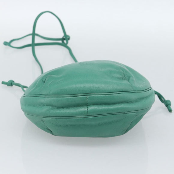LOEWE Anagram Purse Shoulder Bag Leather Green Auth 183470