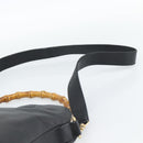 GUCCI Bamboo Shoulder Bag Leather 2way Black Gold 001 3754 1638 Auth 183478-14