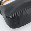 GUCCI Bamboo Shoulder Bag Leather 2way Black Gold 001 3754 1638 Auth 183478-16