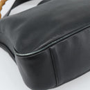 GUCCI Bamboo Shoulder Bag Leather 2way Black Gold 001 3754 1638 Auth 183478-10