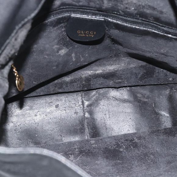 GUCCI Bamboo Shoulder Bag Leather 2way Black Gold 001 3754 1638 Auth 183478