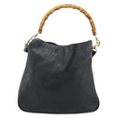 GUCCI Bamboo Shoulder Bag Leather 2way Black Gold 001 3754 1638 Auth 183478-13