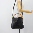 GUCCI Bamboo Shoulder Bag Leather 2way Black Gold 001 3754 1638 Auth 183478-23