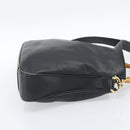 GUCCI Bamboo Shoulder Bag Leather 2way Black Gold 001 3754 1638 Auth 183478-4