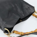 GUCCI Bamboo Shoulder Bag Leather 2way Black Gold 001 3754 1638 Auth 183478-6