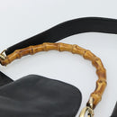 GUCCI Bamboo Shoulder Bag Leather 2way Black Gold 001 3754 1638 Auth 183478-8