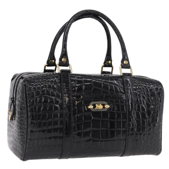 CELINE Handtasche Lackleder Schwarz Gold Auth 183482