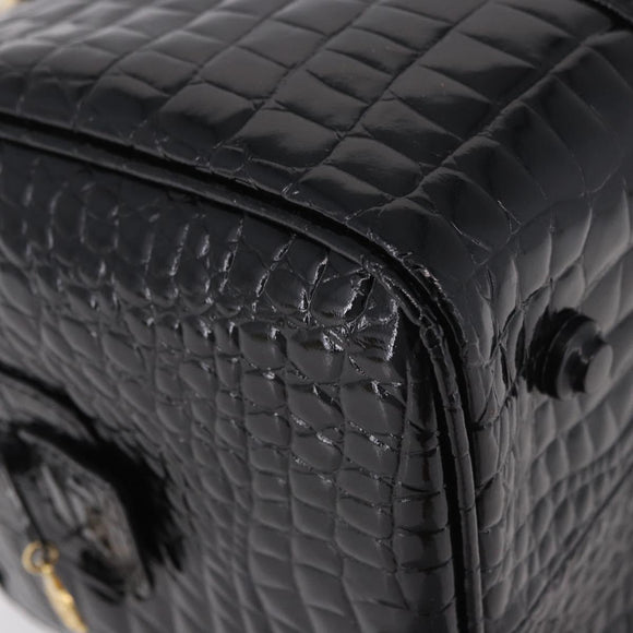 CELINE Handtasche Lackleder Schwarz Gold Auth 183482