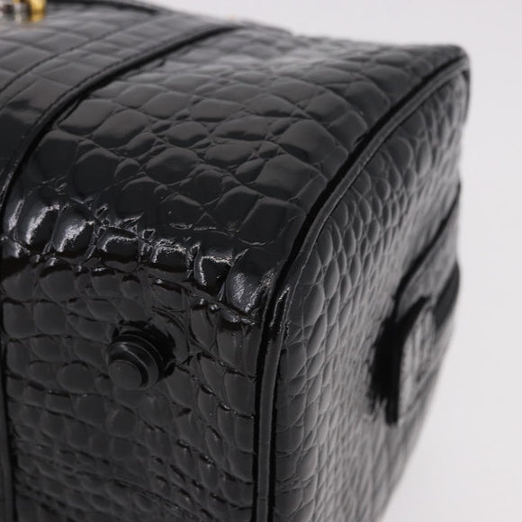 CELINE Handtasche Lackleder Schwarz Gold Auth 183482