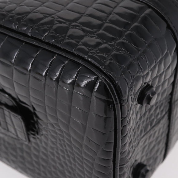 CELINE Handtasche Lackleder Schwarz Gold Auth 183482