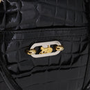 CELINE Handtasche Lackleder Schwarz Gold Auth 183482-15