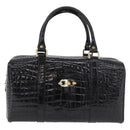 CELINE Handtasche Lackleder Schwarz Gold Auth 183482-2