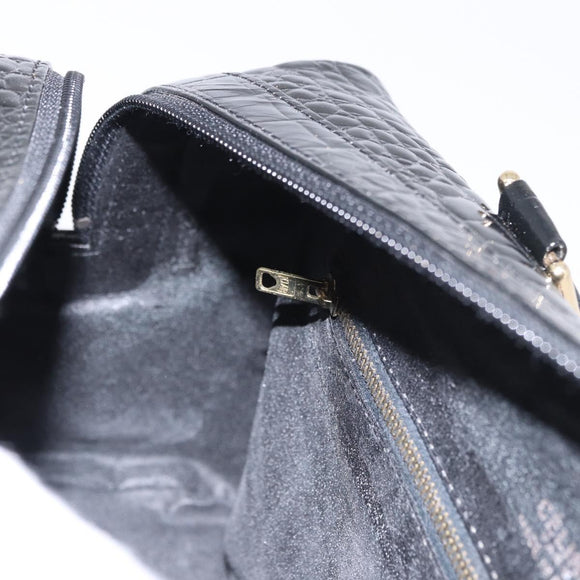 CELINE Handtasche Lackleder Schwarz Gold Auth 183482