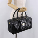 CELINE Handtasche Lackleder Schwarz Gold Auth 183482-22