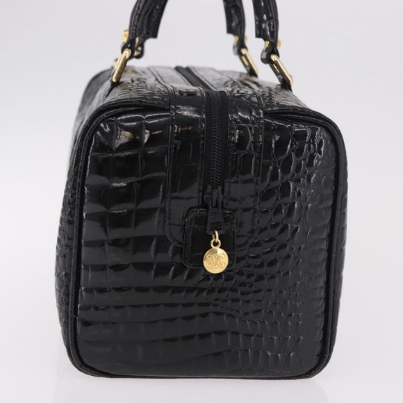 CELINE Handtasche Lackleder Schwarz Gold Auth 183482