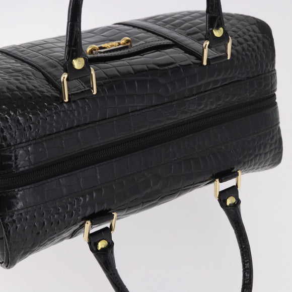 CELINE Handtasche Lackleder Schwarz Gold Auth 183482